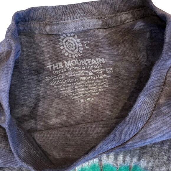 Men’s The Mountain Peace Symbol Tie Dye T-Shirt Gray Hippie Size Large - Picture 2 of 3